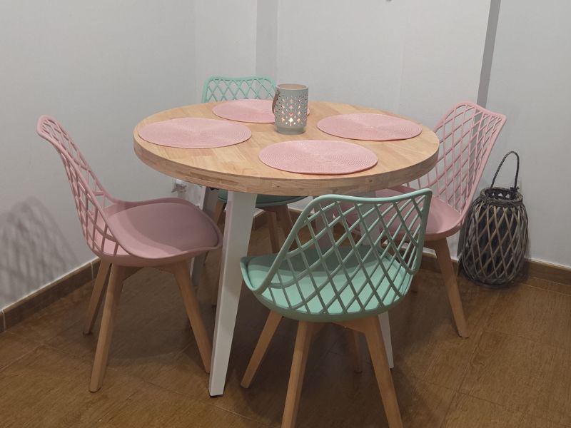 Foto de cliente de Mesa Comedor Redonda Extensible Berg Madera Color Roble Nordish y Blanco 100-180x100 cm