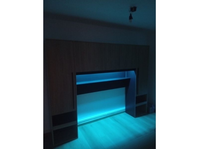 Foto de cliente de Cabecero de Cama Doble Puente John Color Roble Brooklyn y Negro Stipple 265 cm