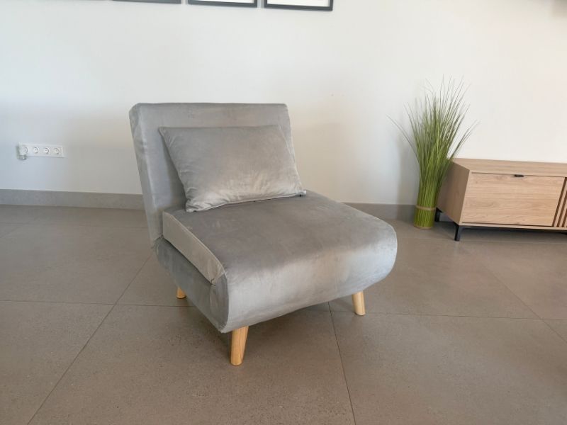 Foto de cliente de Sillón Cama Individual Nórdic Lite Velvet Gris Claro