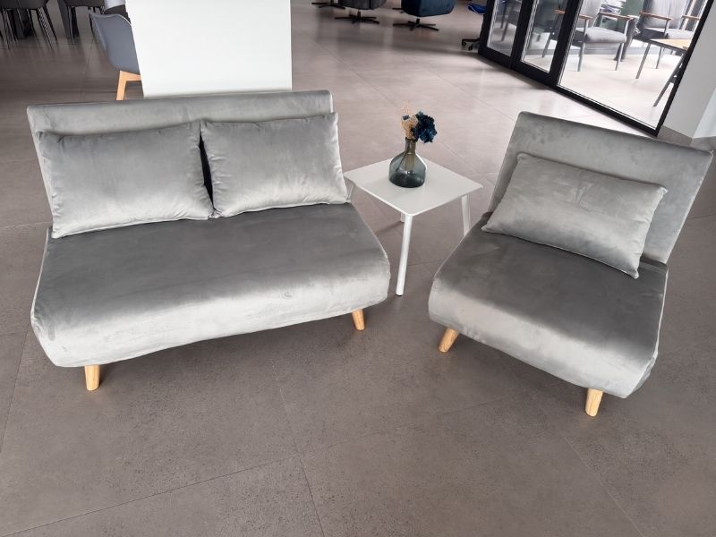 Foto de cliente de Sillón Cama XL Nórdic Duo Velvet Gris Claro 118 cm