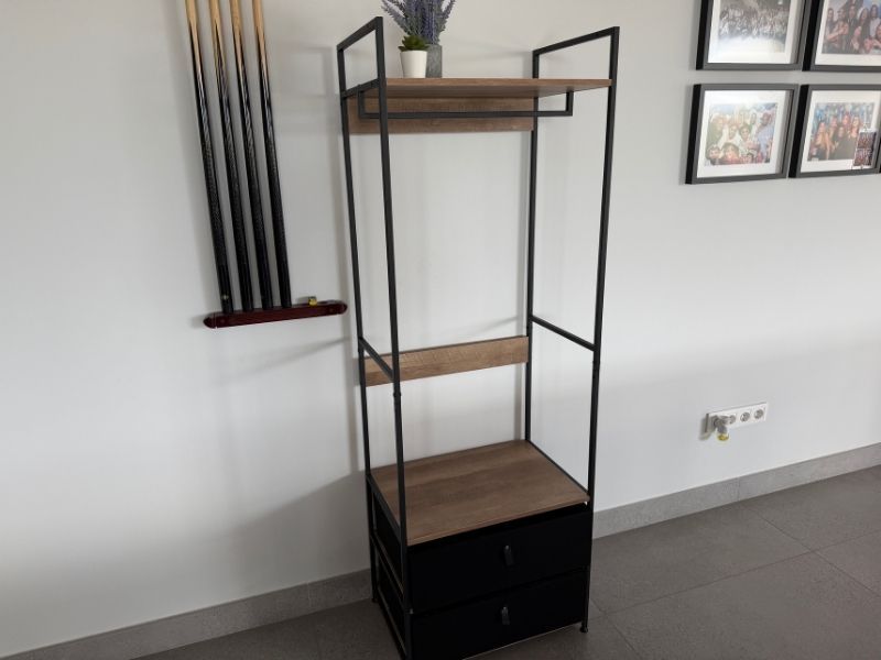 Foto de cliente de Mueble de Entrada 2 Cajones Lofi Color Roble Cambrian y Negro 60x175 cm
