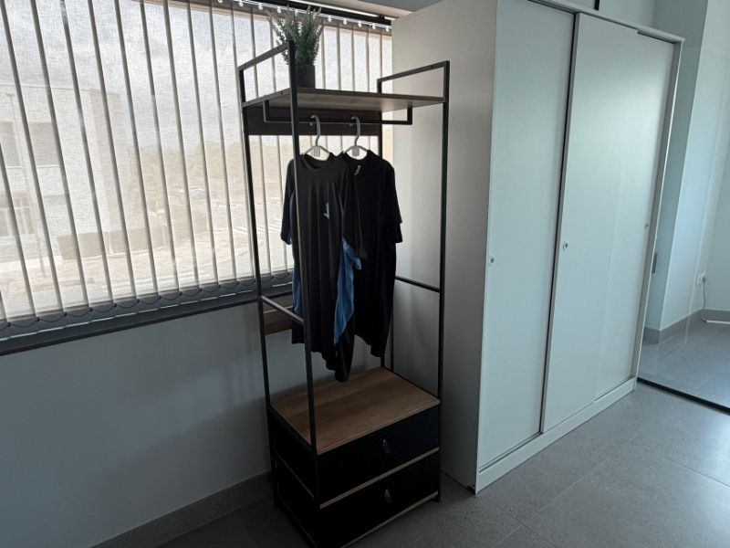 Foto de cliente de Mueble de Entrada 2 Cajones Lofi Color Roble Cambrian y Negro 60x175 cm