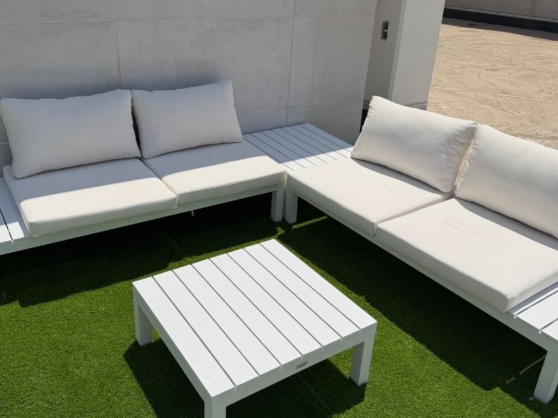 Foto de cliente de Conjunto 2 sofás y 2 mesas de centro Exterior Jardín Alcocebre Color Blanco