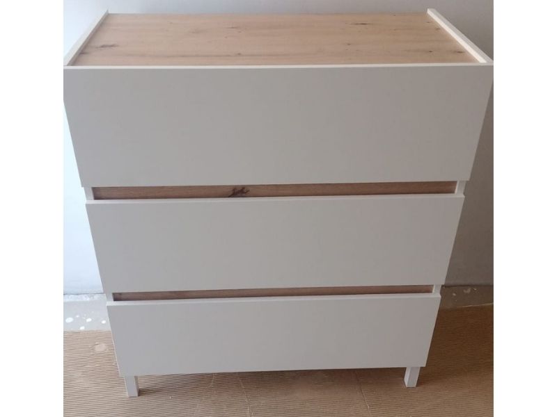 Foto de cliente de Cómoda Tempus 3 cajones color Roble Nodi y blanco Artik 79x91 cm