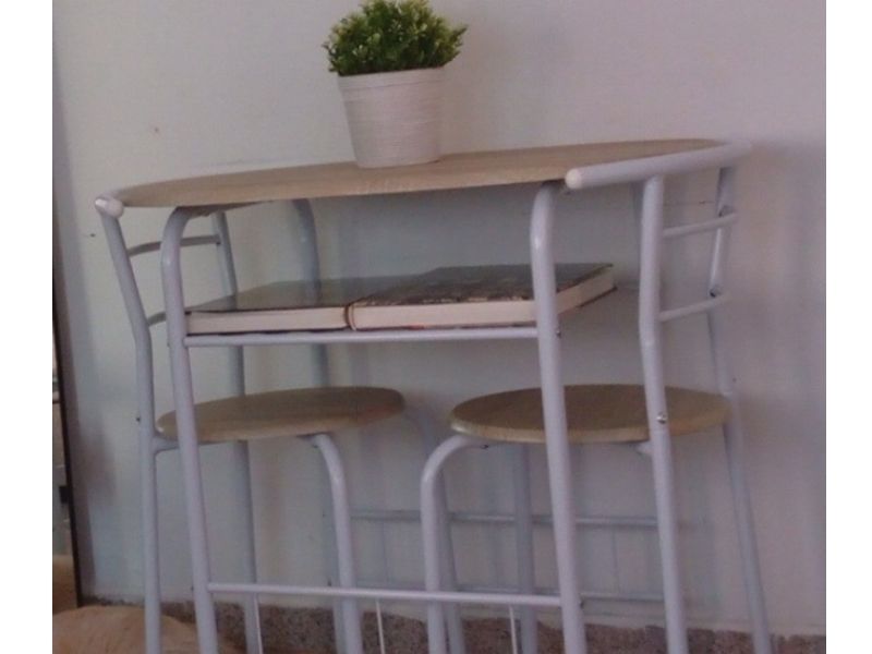 Foto de cliente de Conjunto Mesa Cocina y 2 Sillas Butterfly Fija Color Blanco y Roble Sonoma