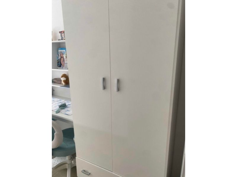 Foto de cliente de Armario Juvenil Turín Dormitorio Juvenil 2 Cajones Color Blanco Brillo 74x180 cm