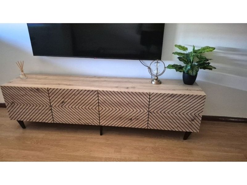 Foto de cliente de Mueble TV Josi 200 cm Color Roble Artesano y Negro