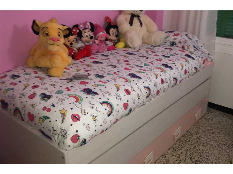 Foto de cliente de Habitación Juvenil Moderna Gris y Rosa Juvenil Completa CON SOMIERES