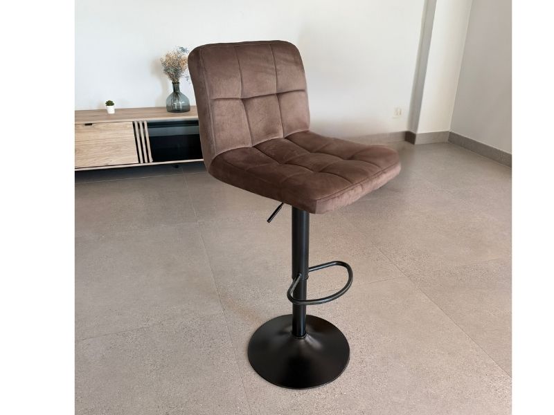 Foto de cliente de Taburetes Cocina Regulables Zenit Acolchado Velvet Marrón 88-108 cm