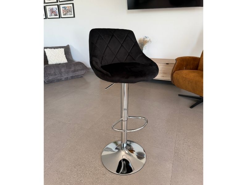 Foto de cliente de Taburetes Cocina Regulables Diamant Acolchado Velvet Negro 85-105 cm