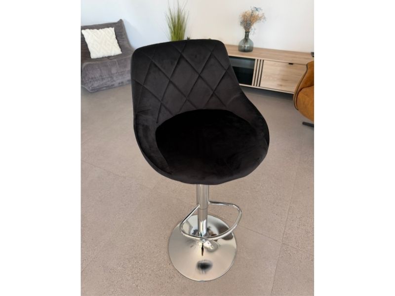 Foto de cliente de Taburetes Cocina Regulables Diamant Acolchado Velvet Negro 85-105 cm