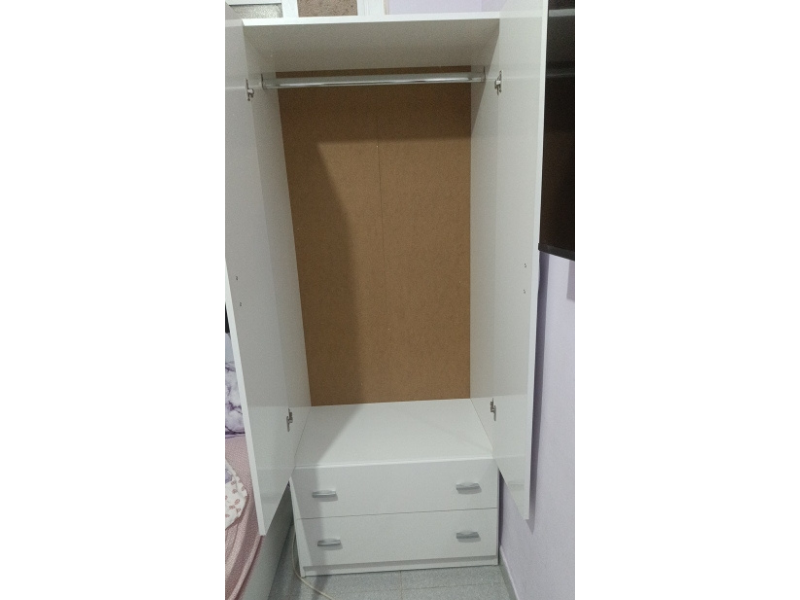 Foto de cliente de Armario Juvenil Turín Dormitorio Juvenil 2 Cajones Color Blanco Brillo 74x180 cm