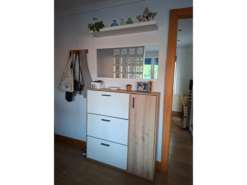 Foto de cliente de Mueble Zapatero Recibidor 4P Roble Nodi y Blanco Artik