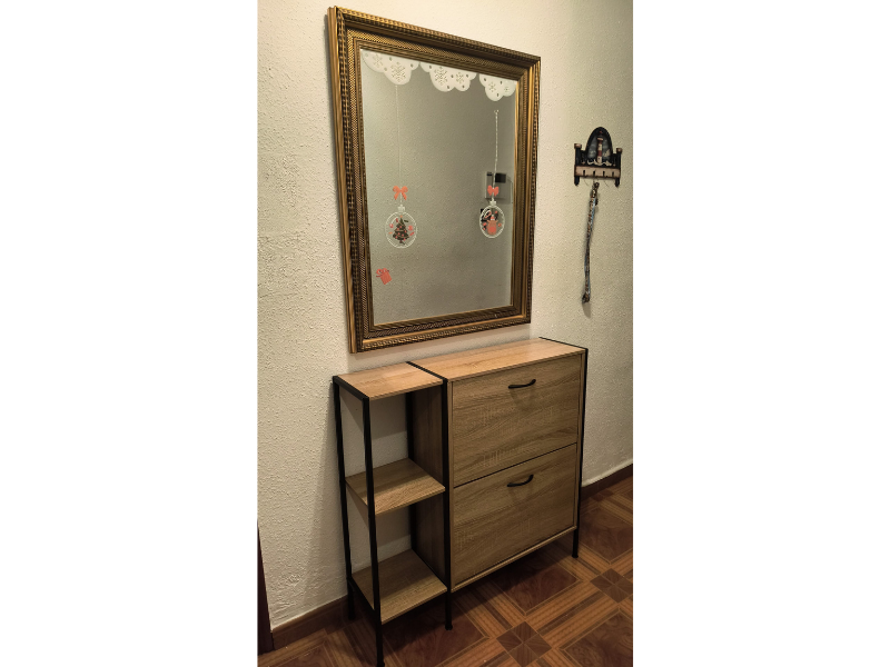 Foto de cliente de Mueble Zapatero Recibidor 2 Puertas Sticky Roble Cambrian y Negro 88 cm