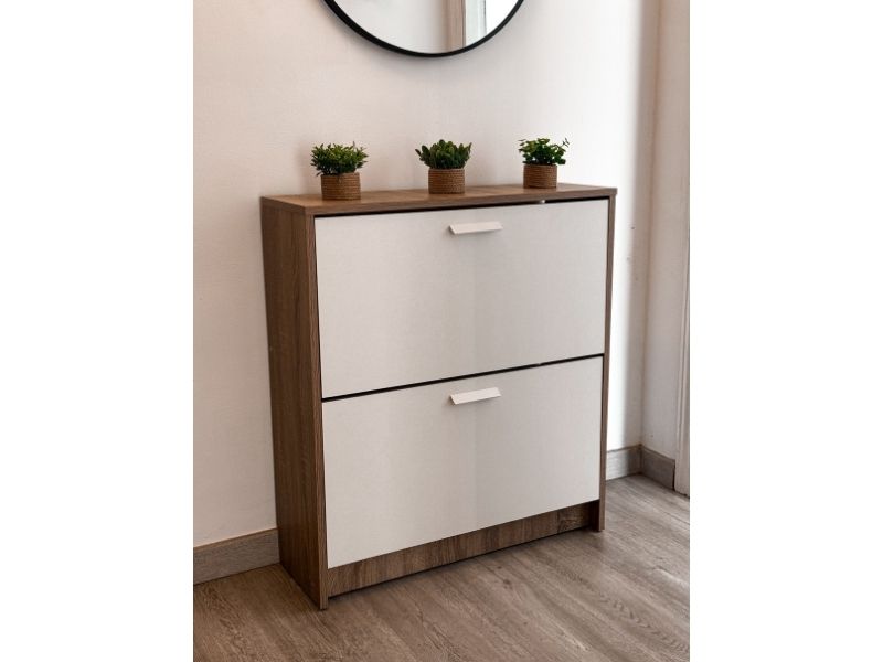 Foto de cliente de Mueble Zapatero 2 Puertas Tibet Roble Cambrian y Blanco 74 cm