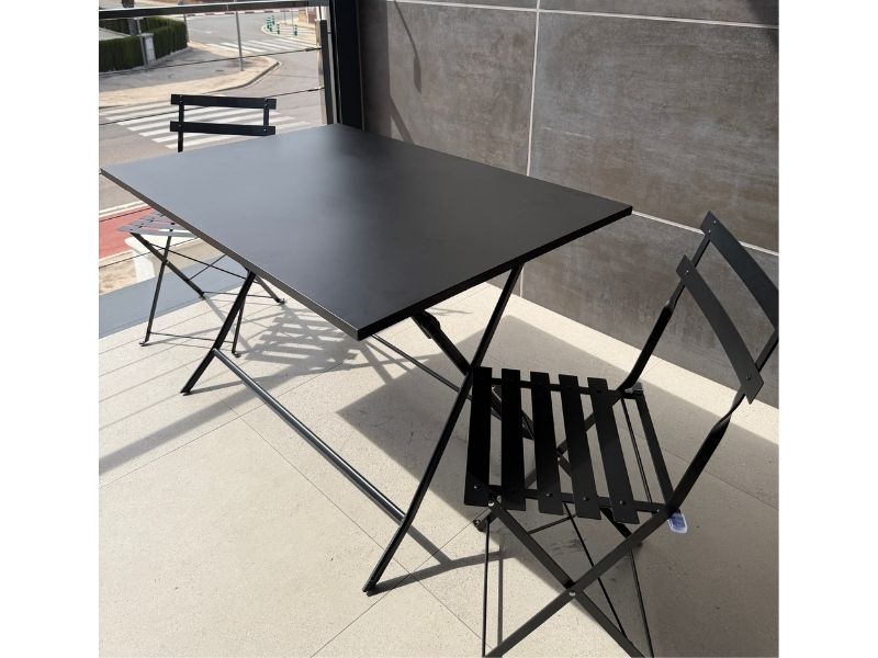 Foto de cliente de Pack Mesa con 4 Sillas Jardín Greensboro Plegables Color Negro