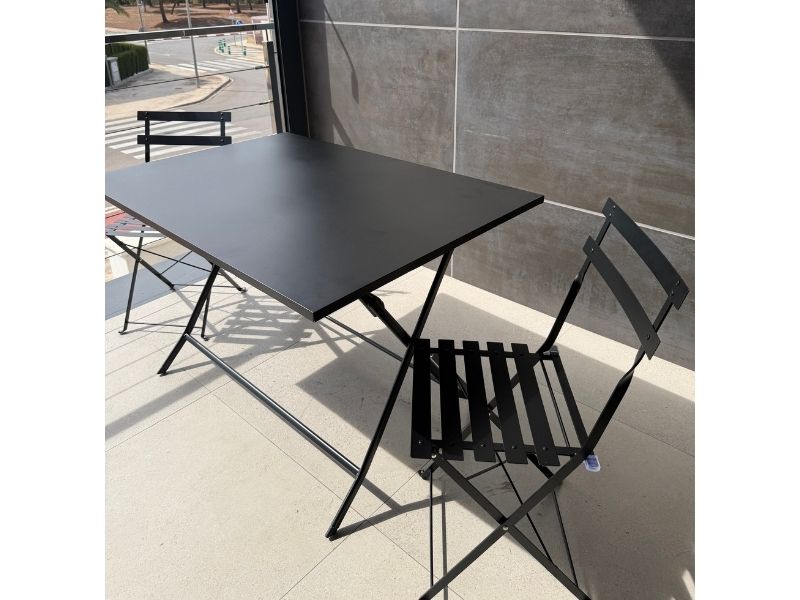 Foto de cliente de Pack Mesa con 4 Sillas Jardín Greensboro Plegables Color Negro