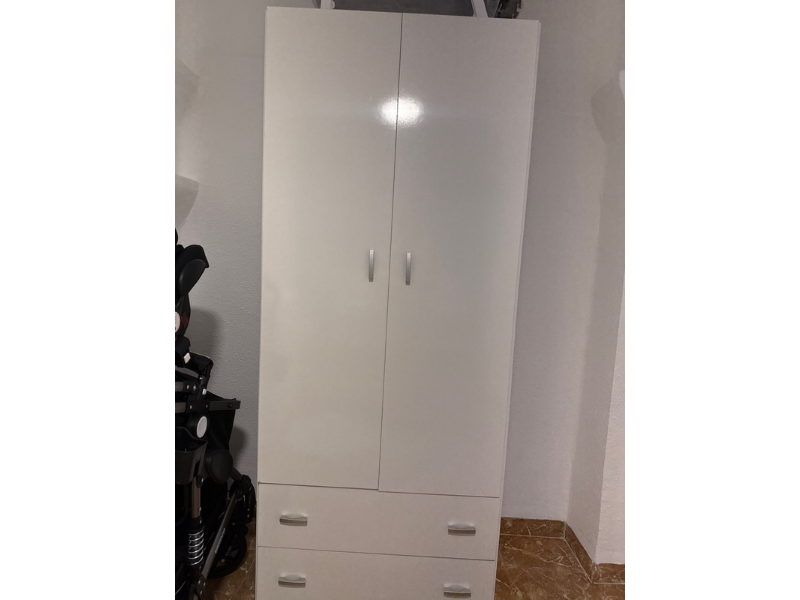 Foto de cliente de Armario Juvenil Turín Dormitorio Juvenil 2 Cajones Color Blanco Brillo 74x180 cm