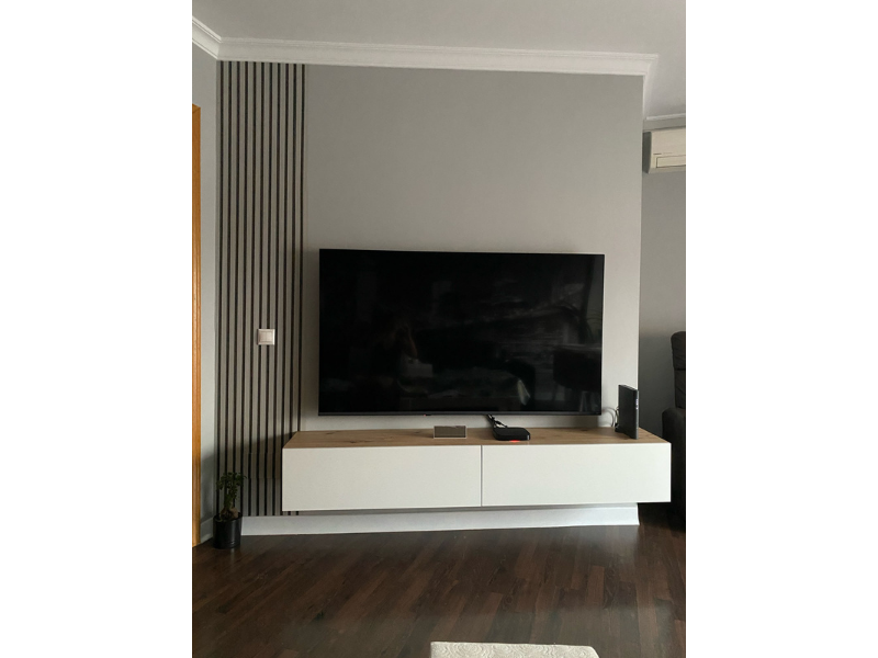 Foto de cliente de Mueble TV Kaway 180 cm Salón Comedor Roble Nodi y Blanco Artik