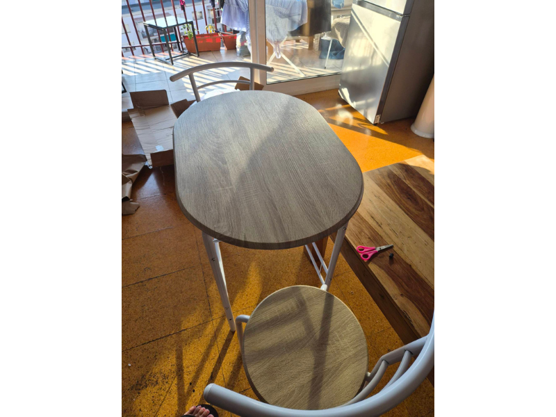 Foto de cliente de Conjunto Mesa Cocina y 2 Sillas Butterfly Fija Color Blanco y Roble Sonoma