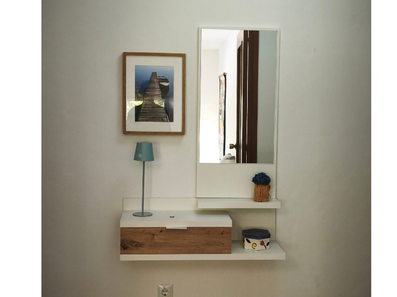 Foto de cliente de Mueble de Entrada Recibidor Dahlia Color Roble Y Blanco 81 cm