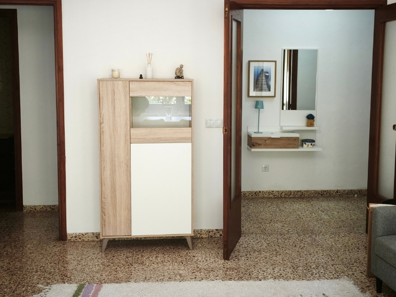 Foto de cliente de Mueble de Entrada Recibidor Dahlia Color Roble Y Blanco 81 cm
