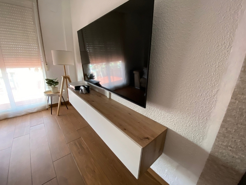 Foto de cliente de Mueble TV Kaway 180 cm Salón Comedor Roble Nodi y Blanco Artik