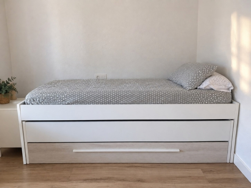 Foto de cliente de Cama Nido con Cajones Elliot 190x90 cm + Estantería Blanco