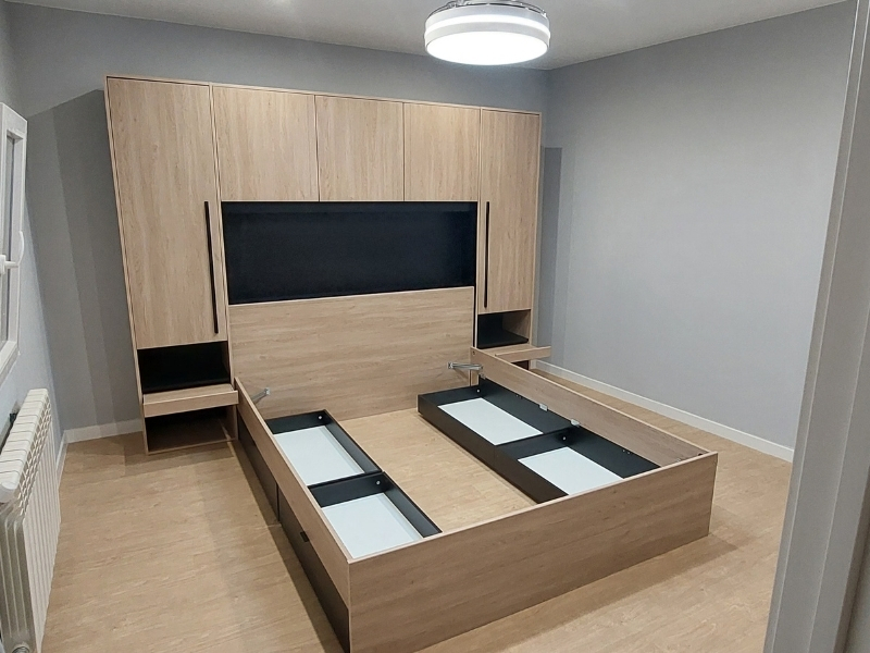 Foto de cliente de Cama de Matrimonio John Con Cajones Bajos Roble Brooklyn Y Negro Stipple 135-140x190 cm
