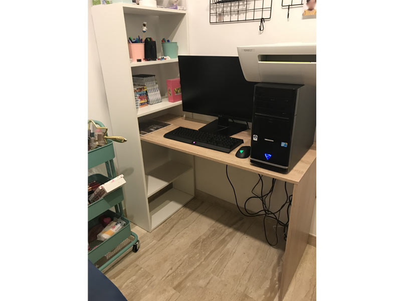 Foto de cliente de Pack Mesa Escritorio con Estantería Duplo y Estantería Escalera Librería Taris