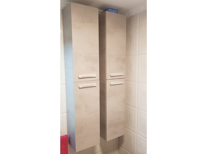 Foto de cliente de Mueble de Baño Pack Cemento con Columna (Incluye Lavabo y Espejo)