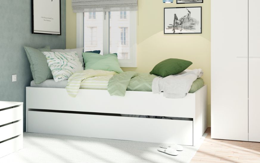 cama nido color blanca con almacenaje inferior