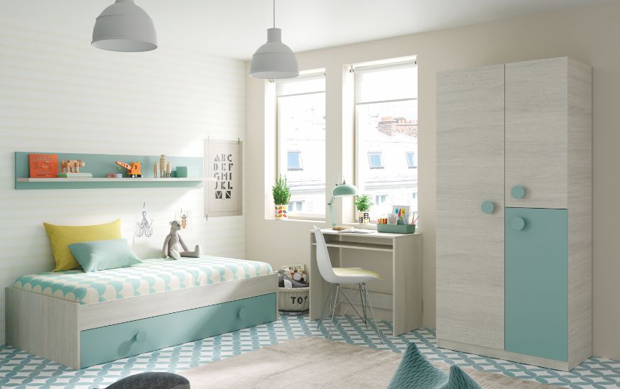 habitación juvenil con cama moderna