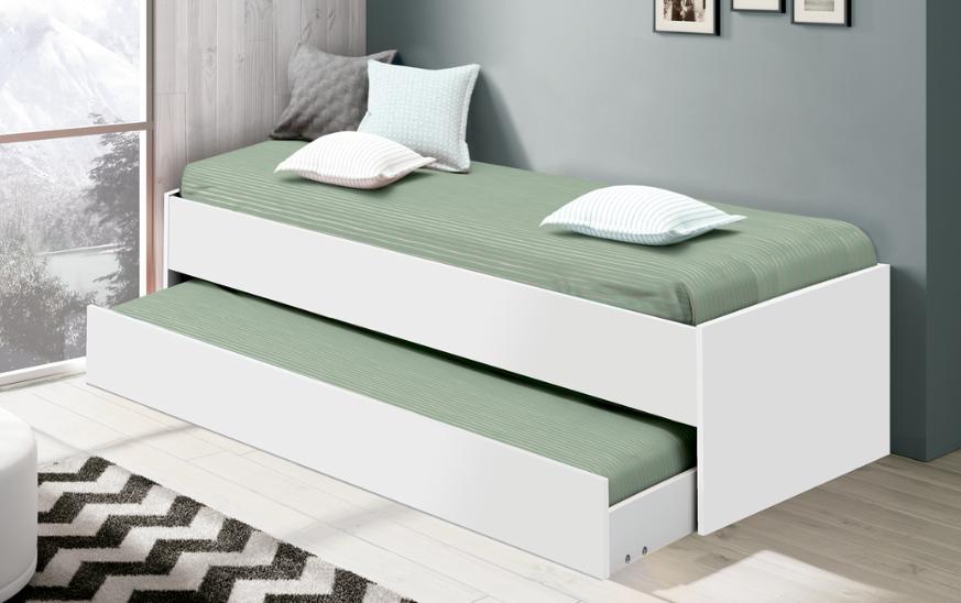 Soluciones de mobiliario para visitas con una cama nido en color blanco