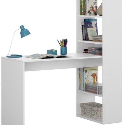 Mesa escritorio con estantería duplo buena capacidad almacenamiento blanco artik