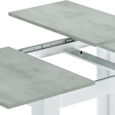 mesa comedor extensible cemento guías metálicas para la apertura de la mesa y cierres metálicos