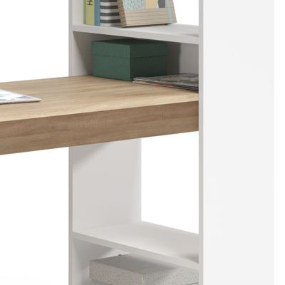 mesa de escritorio con estantería duplo con tacos ABS quitarruidos y antirayas peso máximo soportado por balda dos kilos