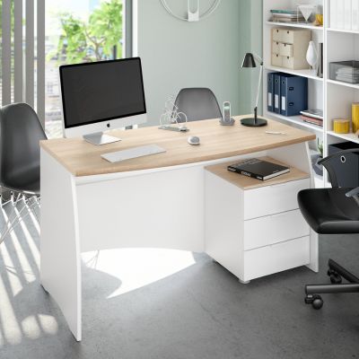 Mesa escritorio estil tres cajones blanco artik y roble canadian