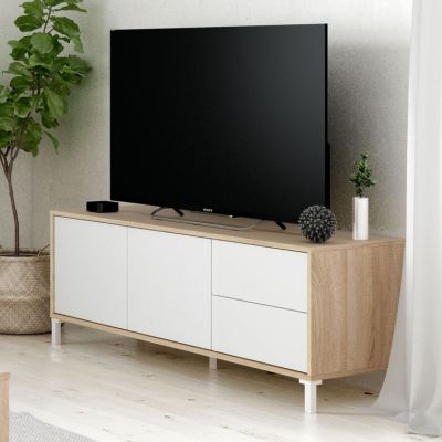 Mueble tv brooklyn 130cm roble y blanco fabricado en melamina