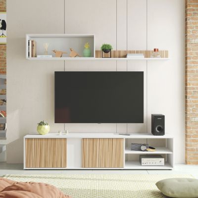 Mueble Salón Ecco Roble y Blanco