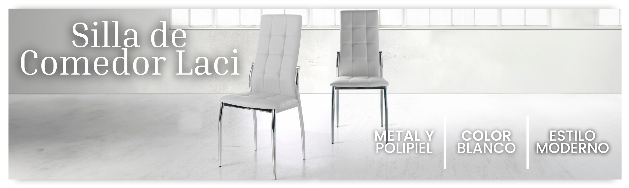 Silla de Comedor Laci de Metal y Polipiel Color Blanco