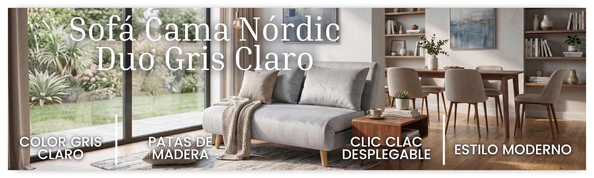 Sofá cama gris claro