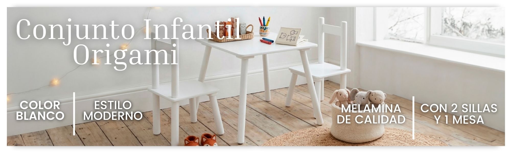 Conjunto mesa y sillas origami