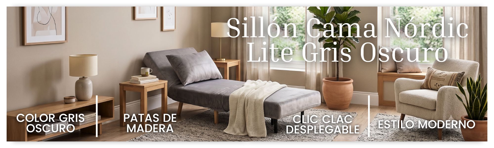 Sillón Cama Gris Oscuro