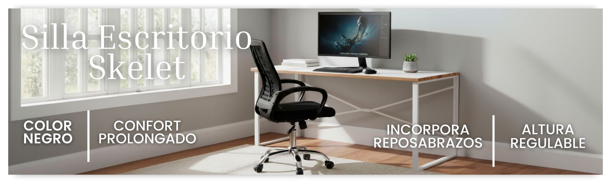 Silla Escritorio Oficina Skelet Color Negro