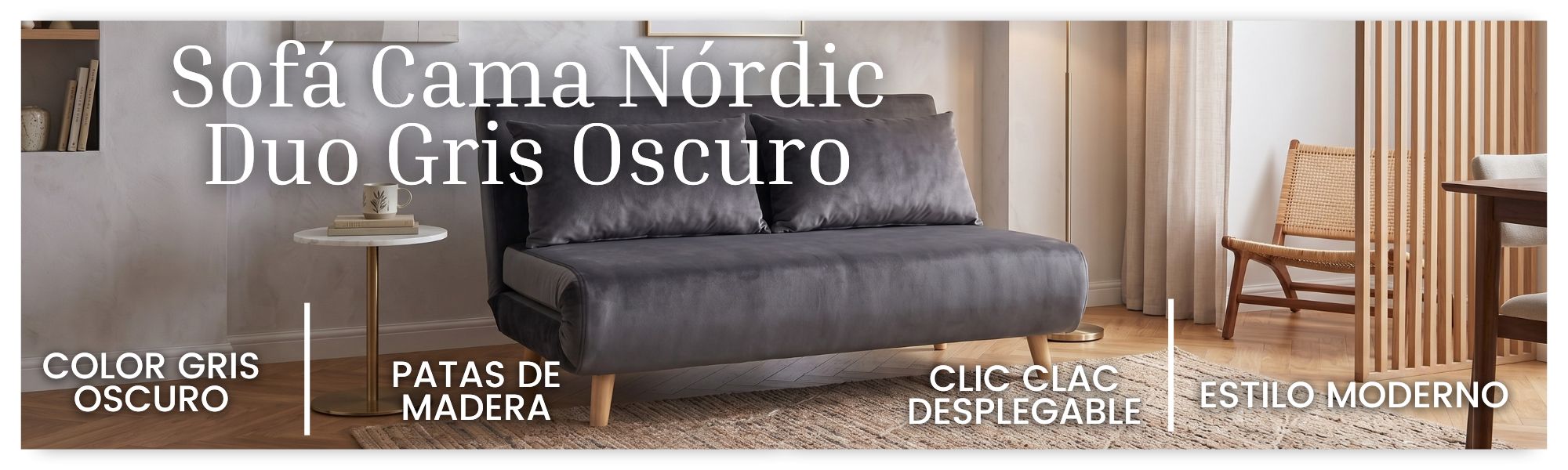 Sofá cama gris oscuro