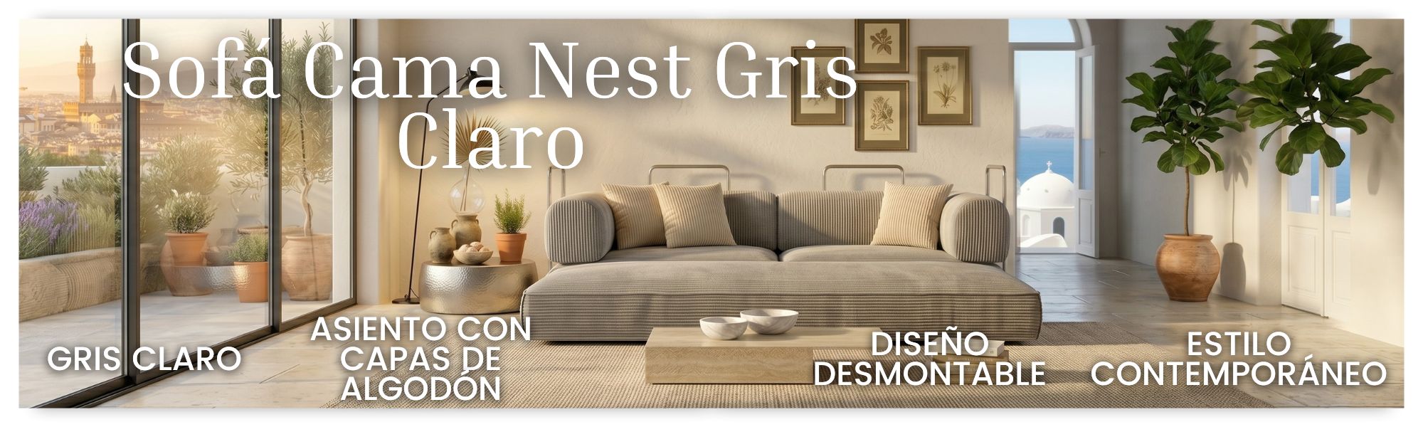 Sofá Cama Relax Nest Pana Gris Claro