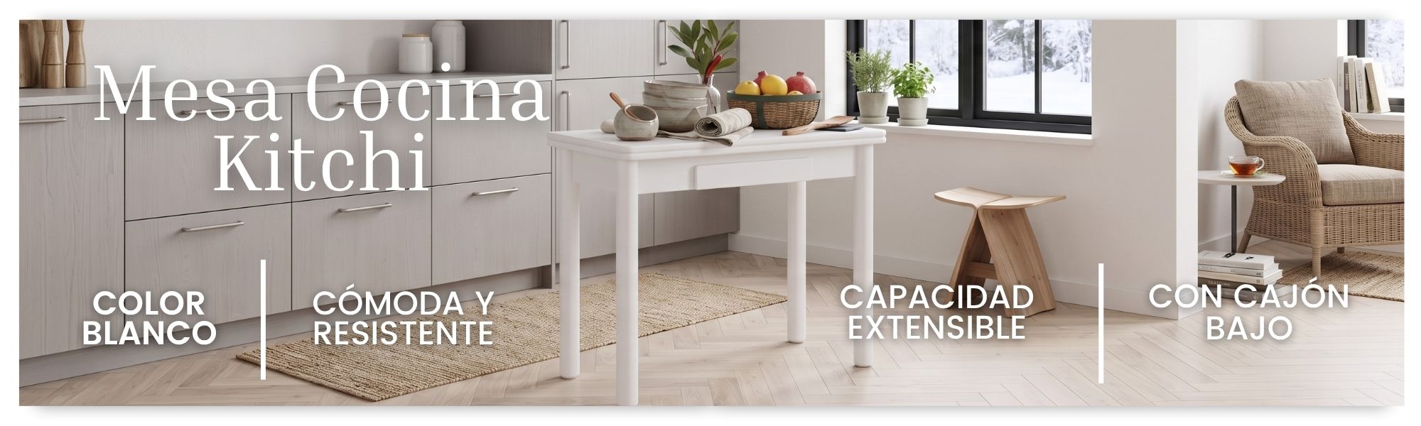 mesa cocina kitchi blanco