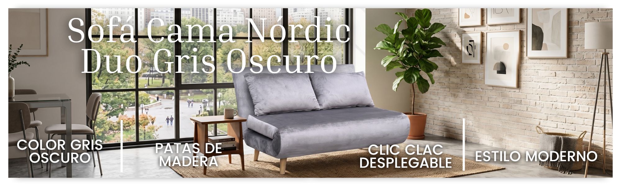 Sofá cama gris oscuro