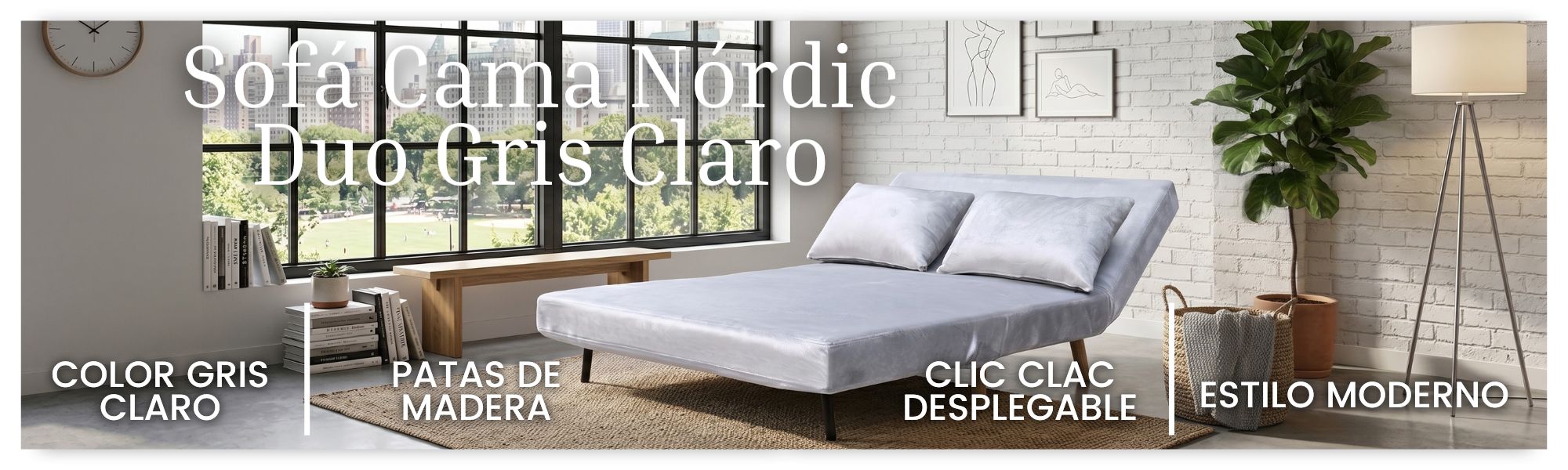 Sofá cama gris claro